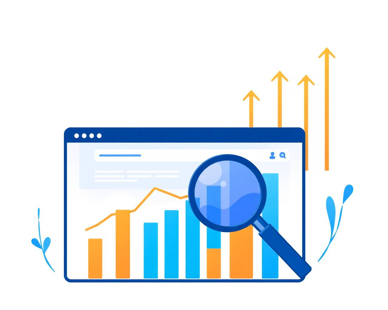 SEO analytics dashboard showing rising rankings and traffic growth